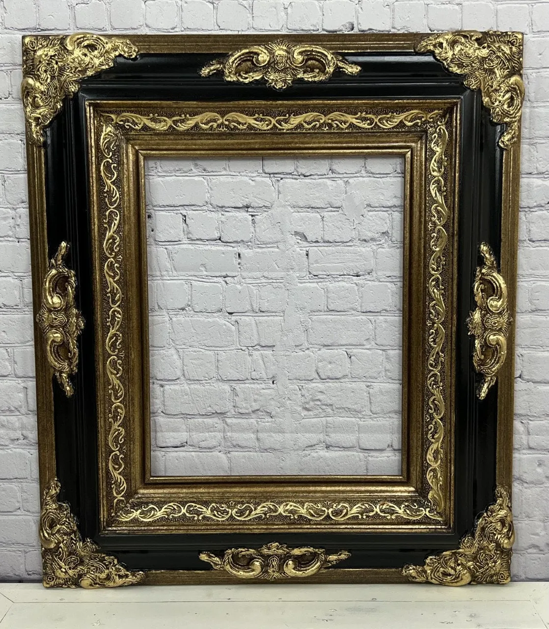 16 x 20 In Stock ready to ship, Baroque colonial Style Frame,black frame,ornate wood frame,canvas frame, custom made frame, gold leaf,