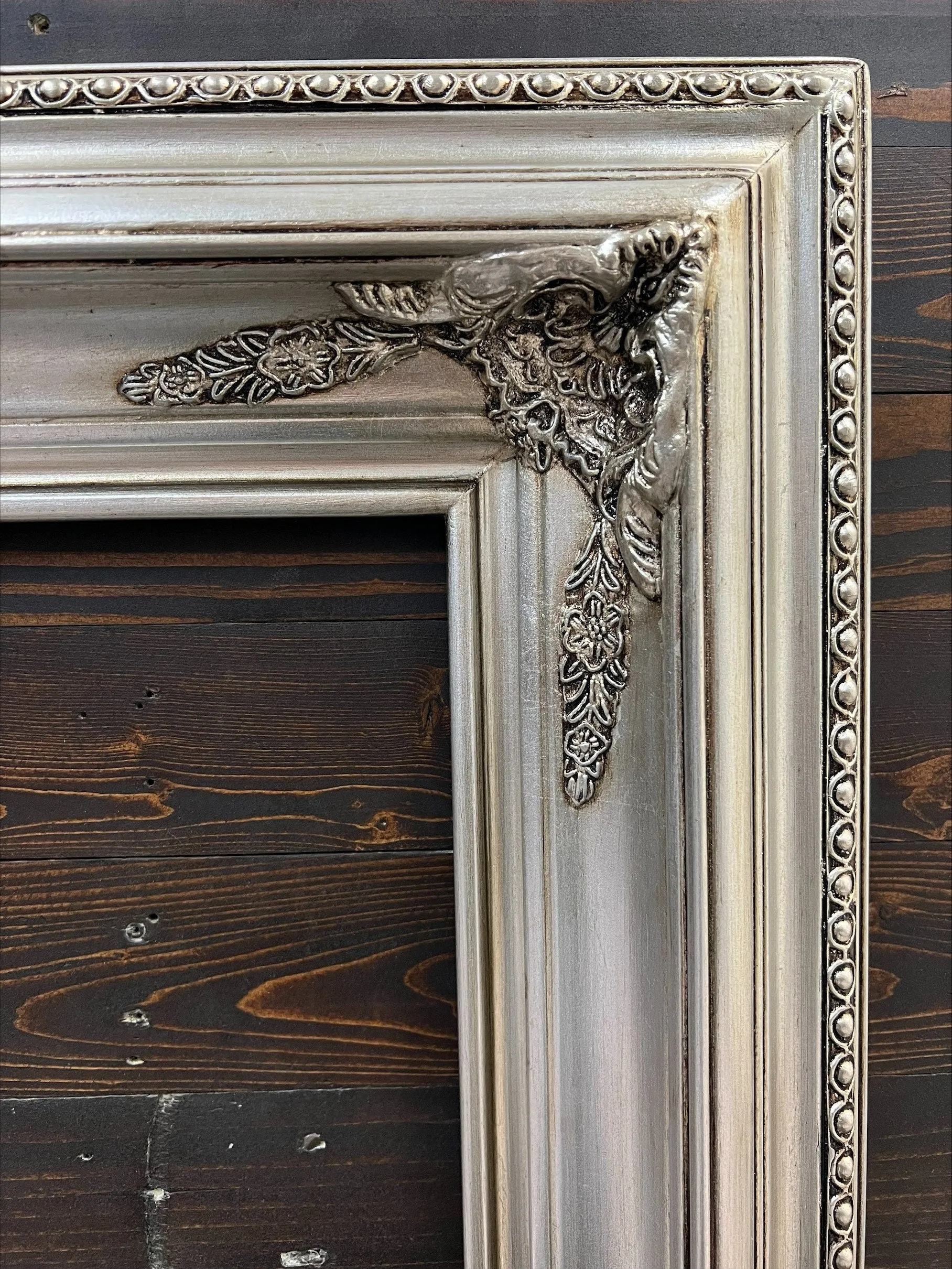 16 x 20 In Stock - Ready to Ship, Classic Victorian Style Wood Picture Frame, ANTIQUE SILVER LEAF finish ,ornate frame,photo frame,canvas
