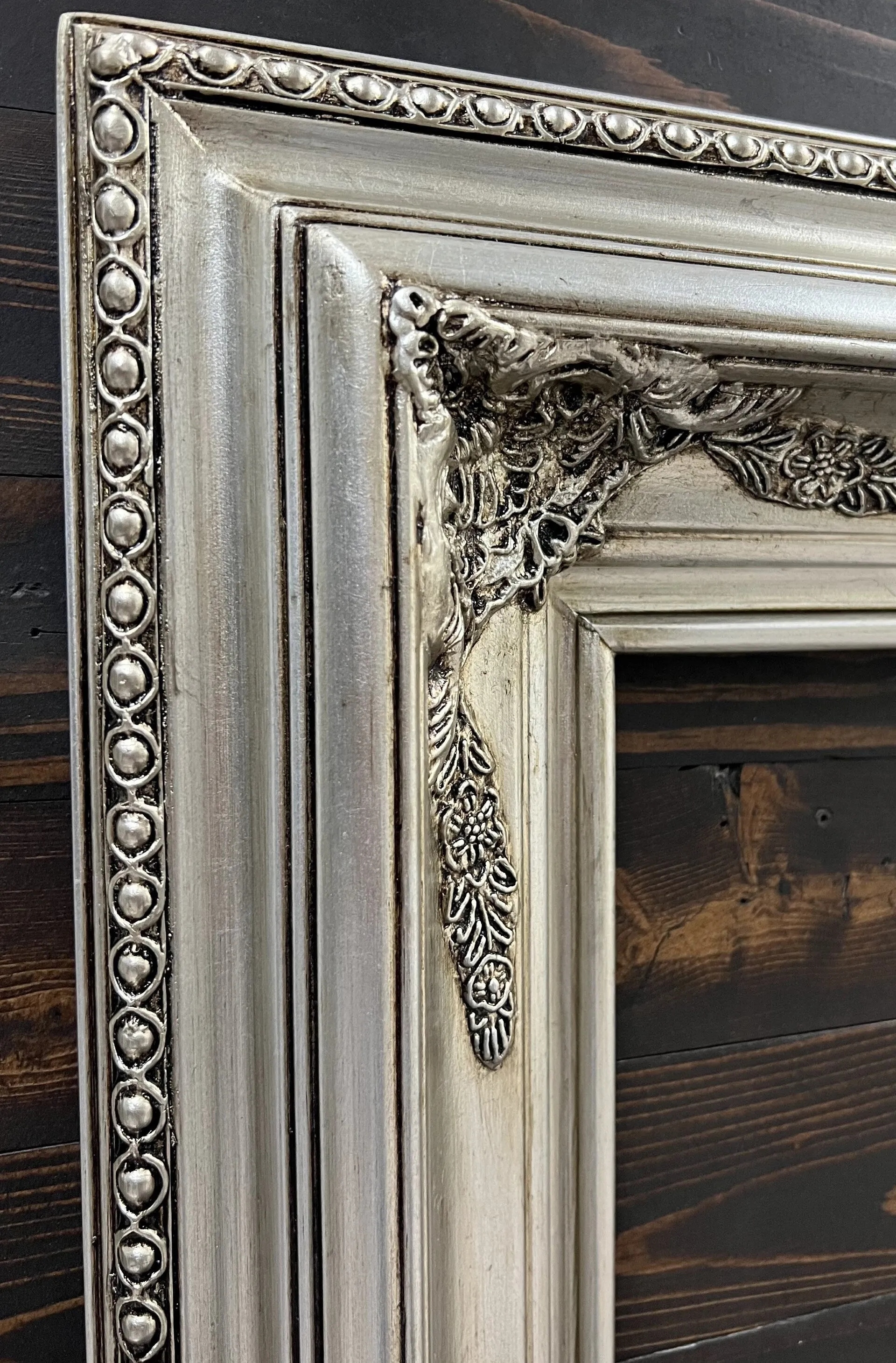 16 x 20 In Stock - Ready to Ship, Classic Victorian Style Wood Picture Frame, ANTIQUE SILVER LEAF finish ,ornate frame,photo frame,canvas