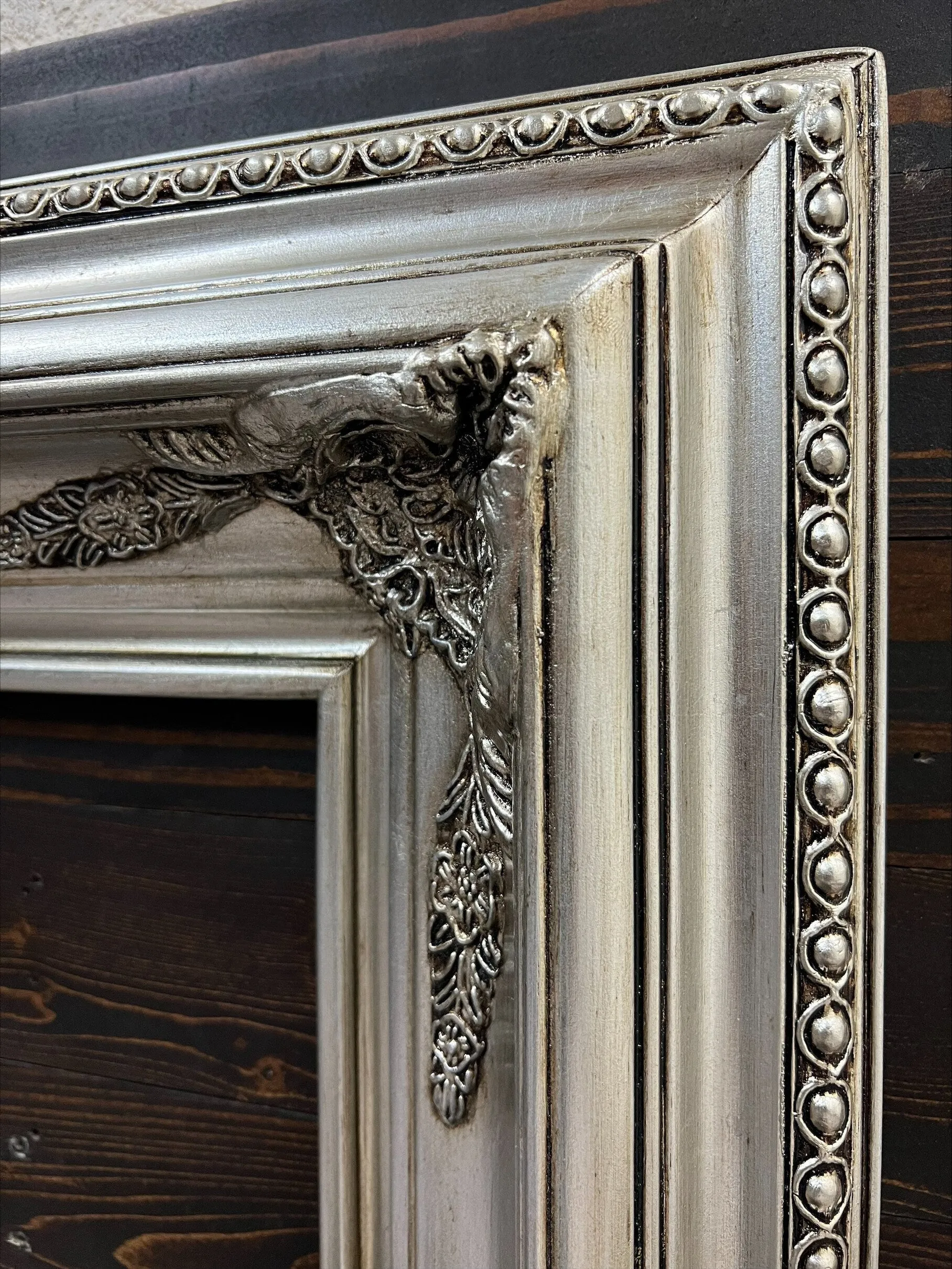 16 x 20 In Stock - Ready to Ship, Classic Victorian Style Wood Picture Frame, ANTIQUE SILVER LEAF finish ,ornate frame,photo frame,canvas