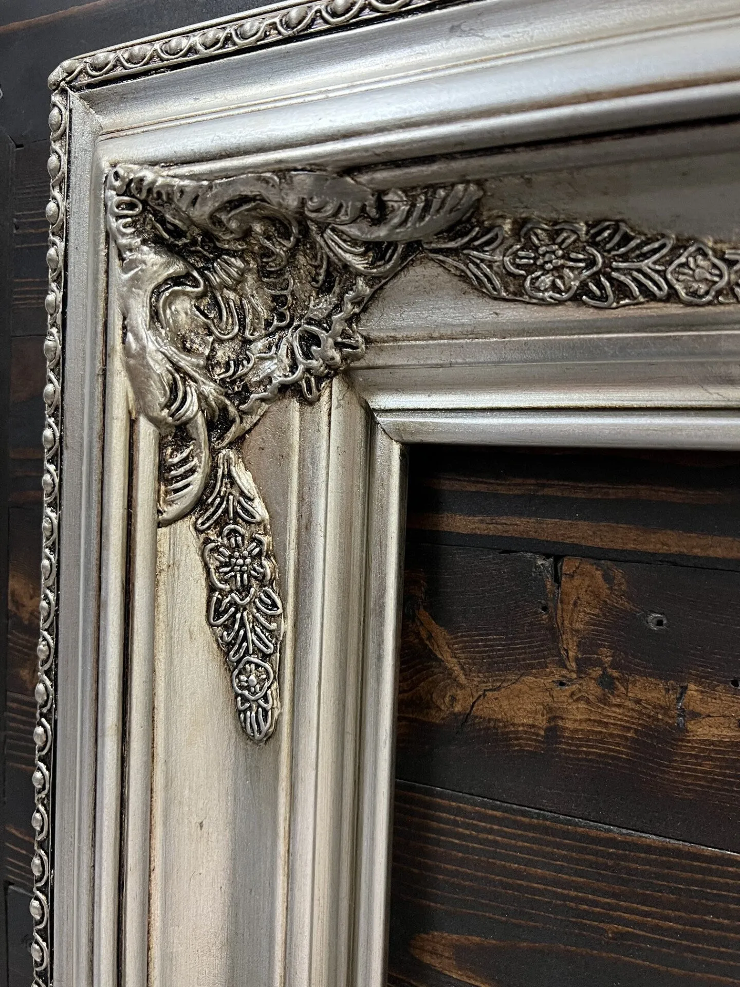 16 x 20 In Stock - Ready to Ship, Classic Victorian Style Wood Picture Frame, ANTIQUE SILVER LEAF finish ,ornate frame,photo frame,canvas