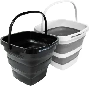 2 Pack Collapsible plastic Bucket with handle 2.6 Gallon (10L) Each Foldable Rectangular Tub Bucket for cleaning Camping Essentials Space Saving Outdoor portable bucket for Camping