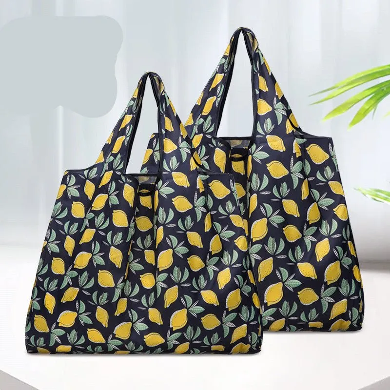 2-Pack Reusable Foldable Grocery Shopping Bags - Waterproof & Spacious Eco Bags