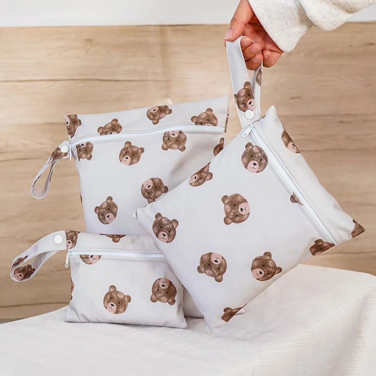 3 Set Wet Bag Storage Bag Zipper Waterproof Washable Travel Bags, Beach, Pool, Gym Bag for Cloth Diaper, Swimsuits & Wet Clothes(HF01)