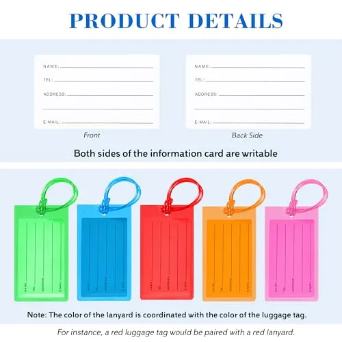 30 Pack Luggage Tags Suitcases PVC Travel Bag & Baggage ID Label Tags Travel Essentials by Sodsay