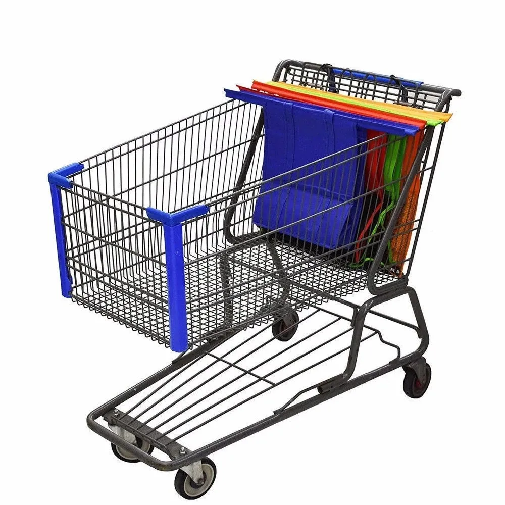 4 PCS Foldable Shopping Cart Bags – Reusable & Eco-Friendly Grocery Totes