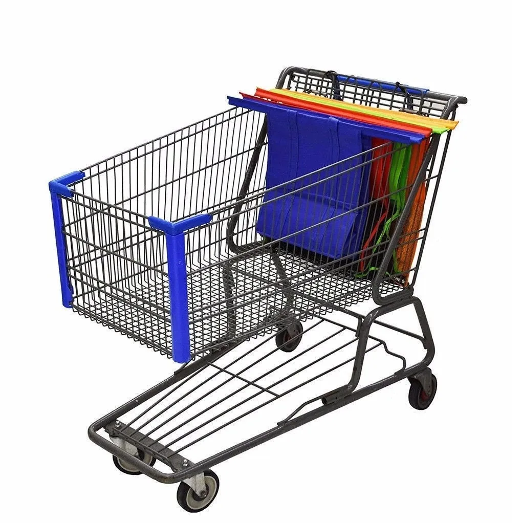 4Pcs/set Foldable Cart Trolley Supermarket Shopping Storage Reusable Bags