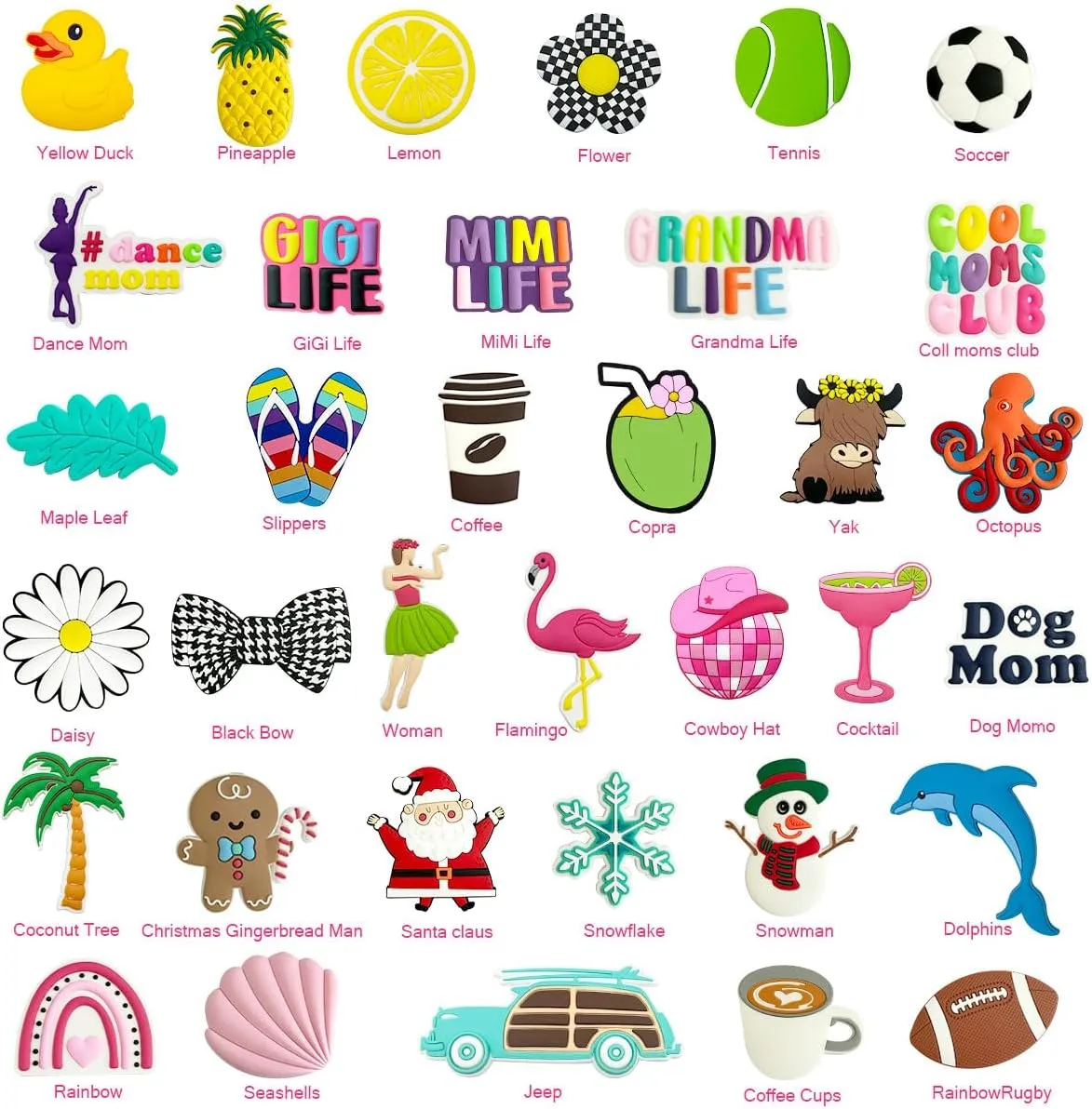A&H Zier Bogg Bag Accessory Silicone Charms Fade-Resistant 0.5cm Thick Compatible With Most Bogg Bag