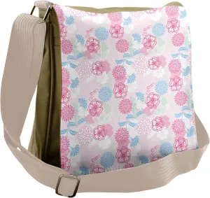 Ambesonne Floral Messenger Bag, Flowers Ivy Leaves Buds, Unisex Cross-body