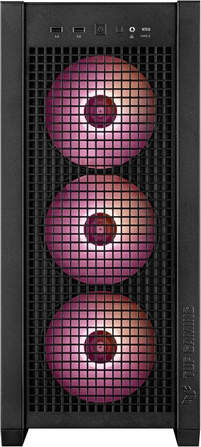 ASUS TUF Gaming GT302 ARGB ATX Mid-Tower Case Four 140 x 28 mm ARGB Fans for high Airflow and Static Pressure, Interchangeable Side Panel, Detachable top Panel, Hidden-Connector Motherboard Support