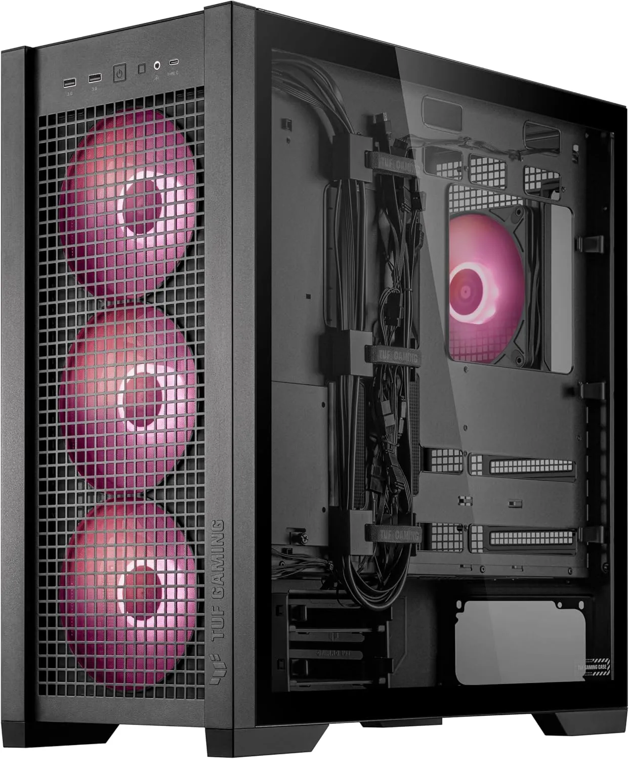 ASUS TUF Gaming GT302 ARGB ATX Mid-Tower Case Four 140 x 28 mm ARGB Fans for high Airflow and Static Pressure, Interchangeable Side Panel, Detachable top Panel, Hidden-Connector Motherboard Support