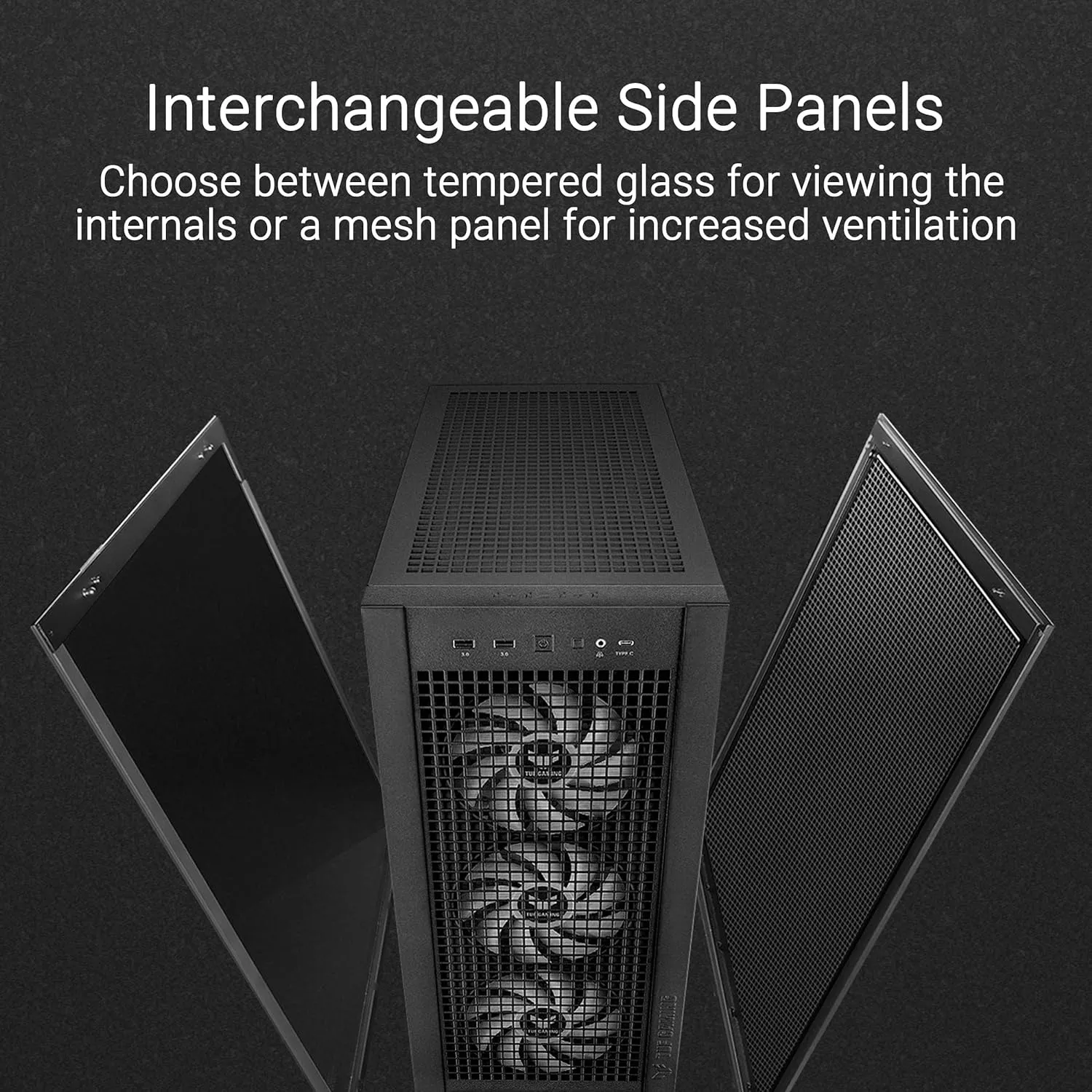 ASUS TUF Gaming GT302 ARGB ATX Mid-Tower Case Four 140 x 28 mm ARGB Fans for high Airflow and Static Pressure, Interchangeable Side Panel, Detachable top Panel, Hidden-Connector Motherboard Support