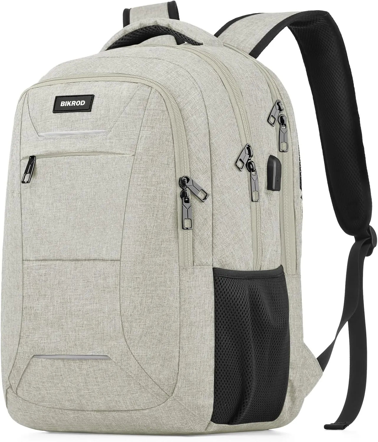 Backpack for Men Women, School Backpacks for Teen Boys, Business Anti Theft Sturdy Travel Laptop Backpack with USB Charging Port, Water Resistant 15.6 Inch Computer Bag Gift, Beige