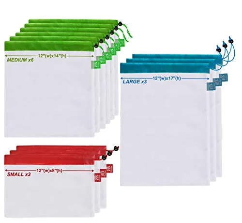 BB Brotrade MPB12 Reusable Mesh Produce Bags Premium (Set of 12 PCS)