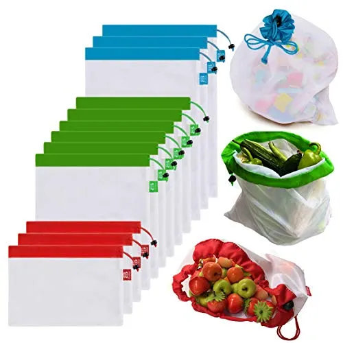 BB Brotrade MPB12 Reusable Mesh Produce Bags Premium (Set of 12 PCS)