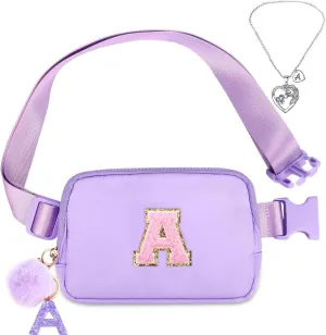 Belt Bag Fanny Pack for Girls - Women Initial Crossbody Bag for Birthday Gifts for 5 6 7 8 9 10 11 12 13 Year Old A