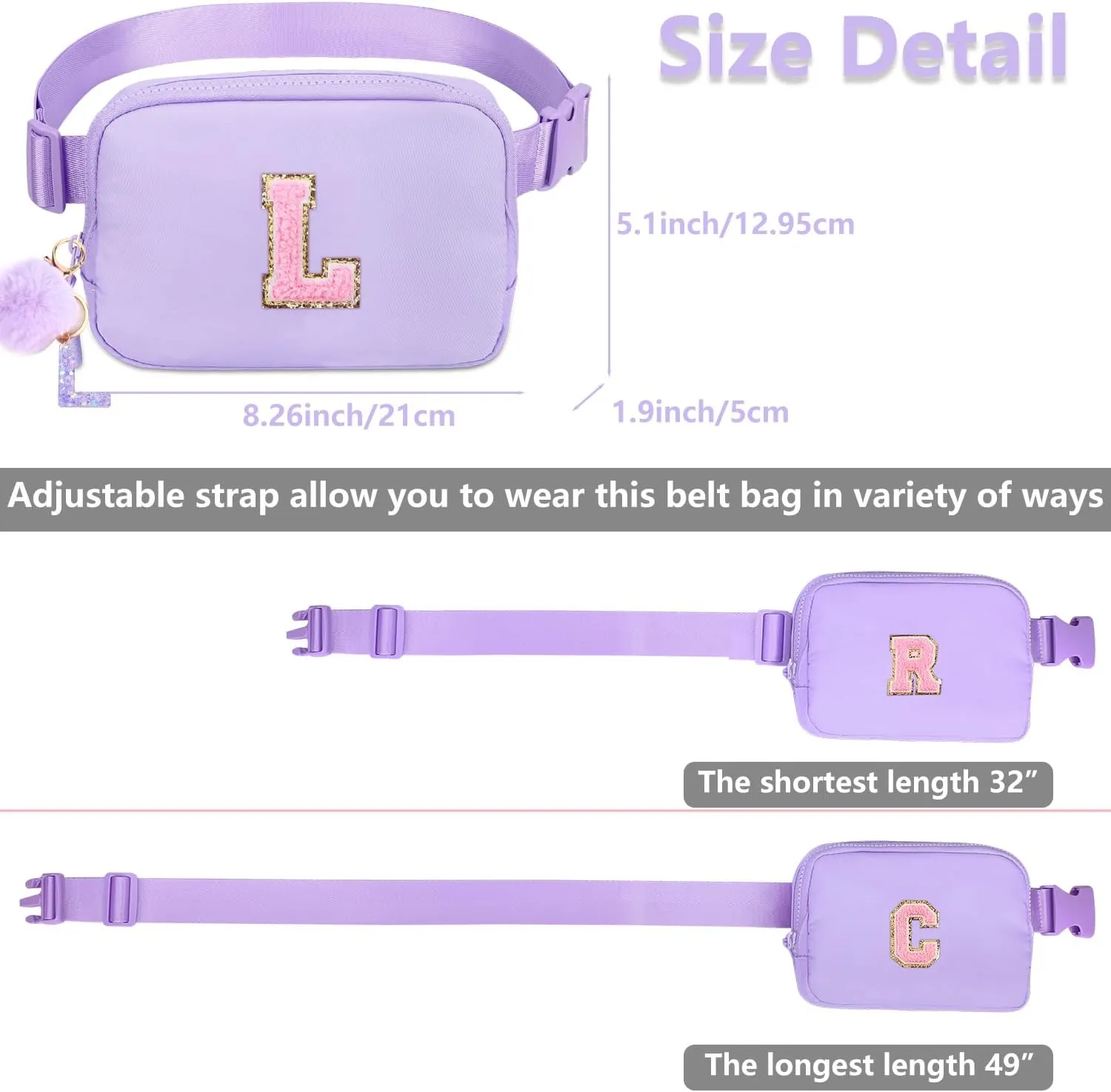 Belt Bag Fanny Pack for Girls - Women Initial Crossbody Bag for Birthday Gifts for 5 6 7 8 9 10 11 12 13 Year Old A