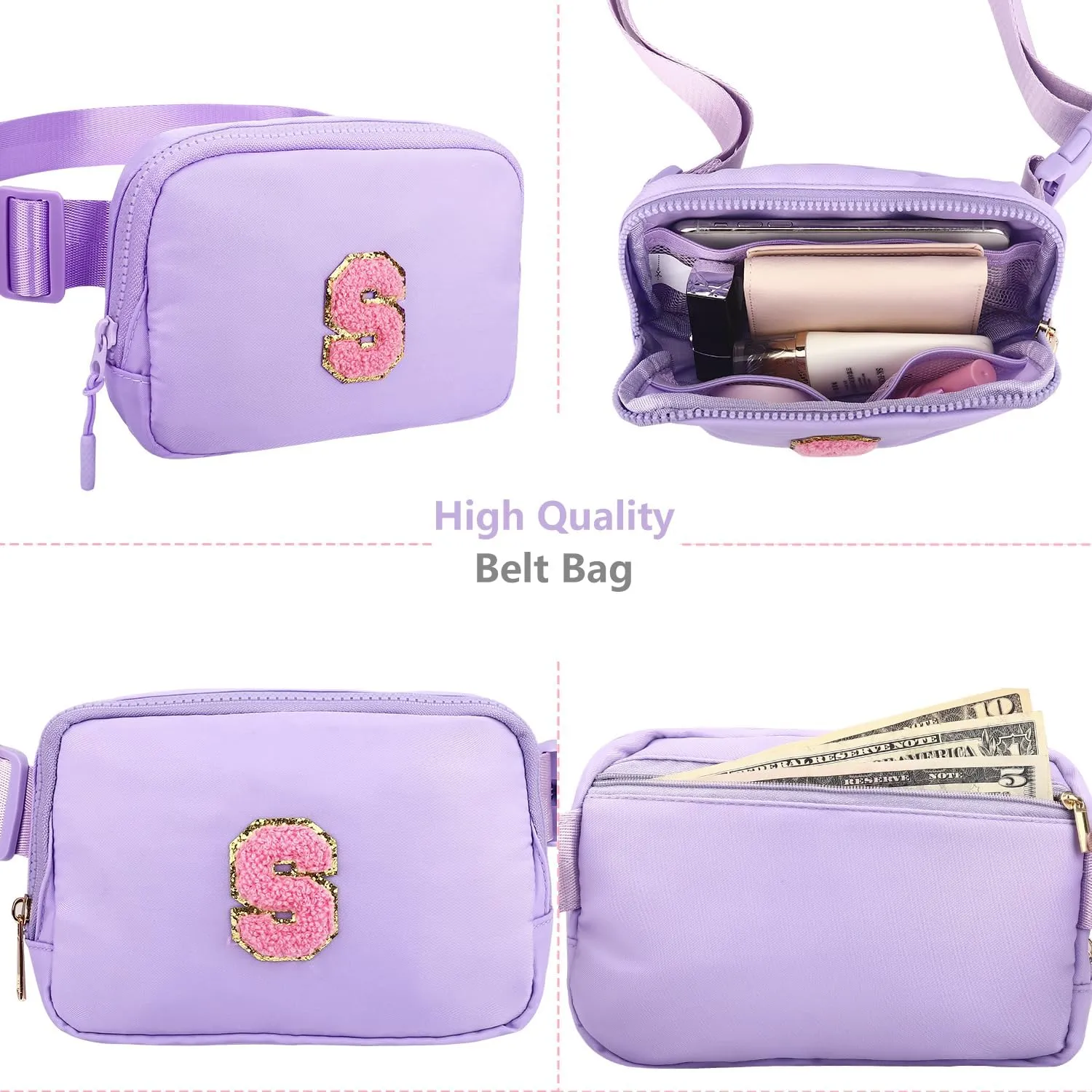Belt Bag Fanny Pack for Girls - Women Initial Crossbody Bag for Birthday Gifts for 5 6 7 8 9 10 11 12 13 Year Old A