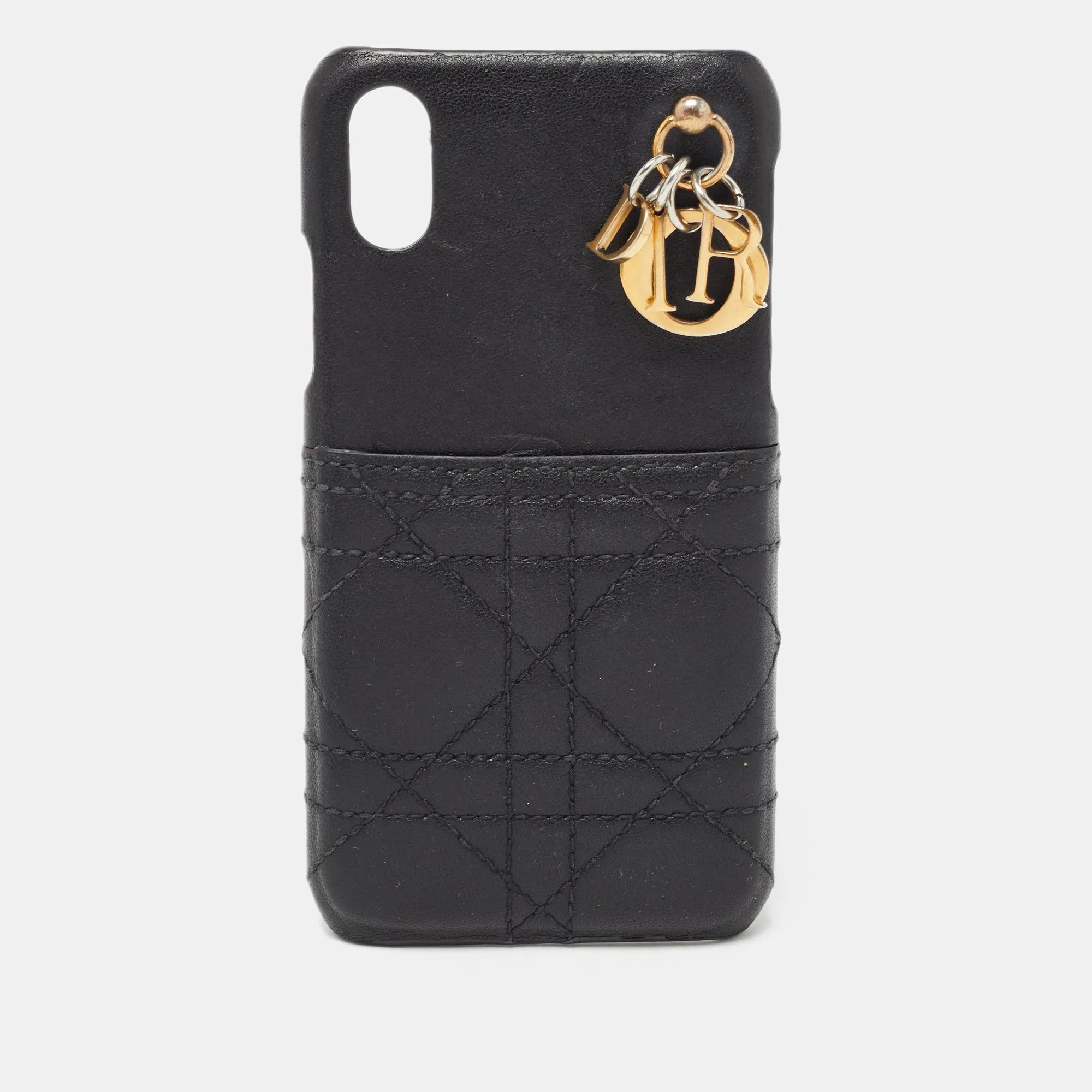 Black Cannage Leather Lady iPhone X Case