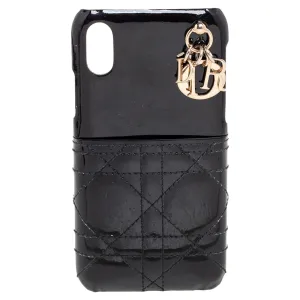 Black Cannage Patent Leather Lady iPhone X/XS Case
