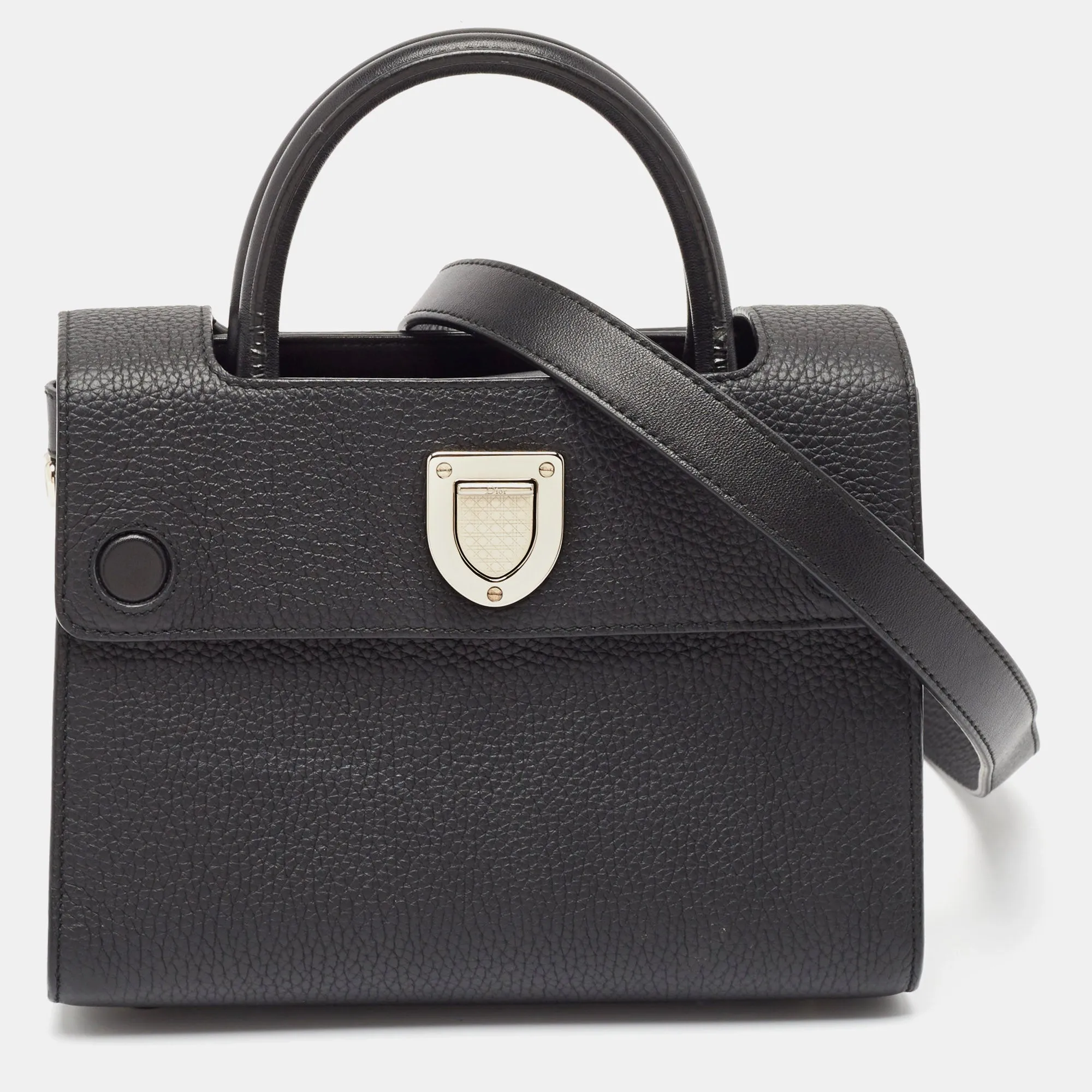 Black Leather Mini Diorever Top Handle Bag