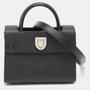 Black Leather Mini Diorever Top Handle Bag
