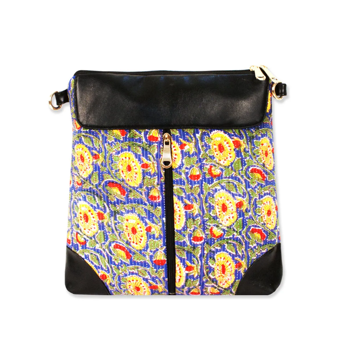 Blue Floral Printed Messenger Bag