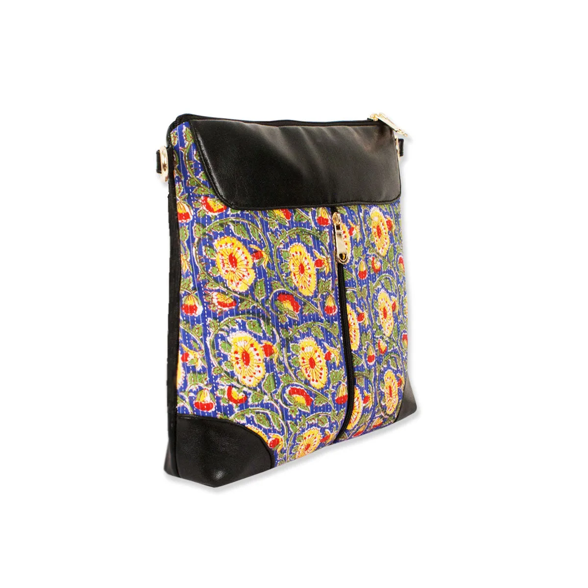 Blue Floral Printed Messenger Bag
