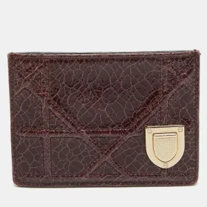 Burgundy Crackled Patent Leather Diorama Card Holder