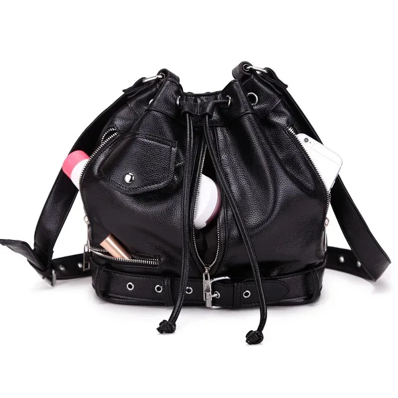 Callie Punk Biker Shoulder Bucket Bag