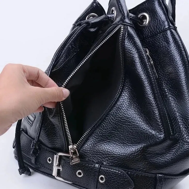Callie Punk Biker Shoulder Bucket Bag