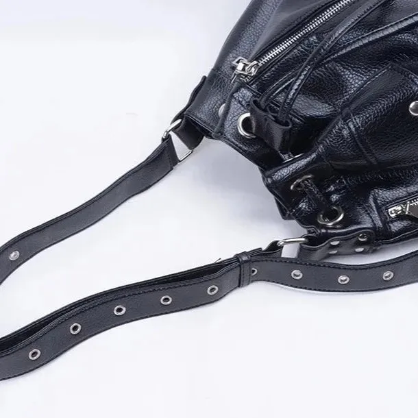 Callie Punk Biker Shoulder Bucket Bag