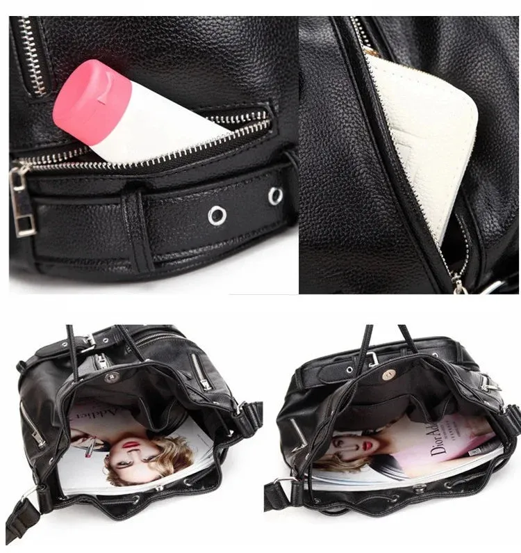 Callie Punk Biker Shoulder Bucket Bag