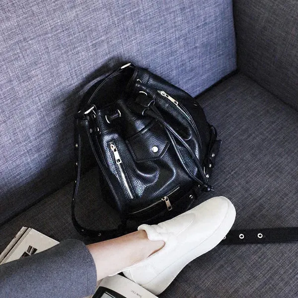 Callie Punk Biker Shoulder Bucket Bag