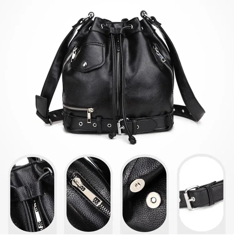 Callie Punk Biker Shoulder Bucket Bag