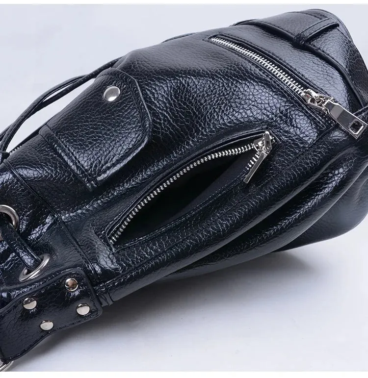 Callie Punk Biker Shoulder Bucket Bag