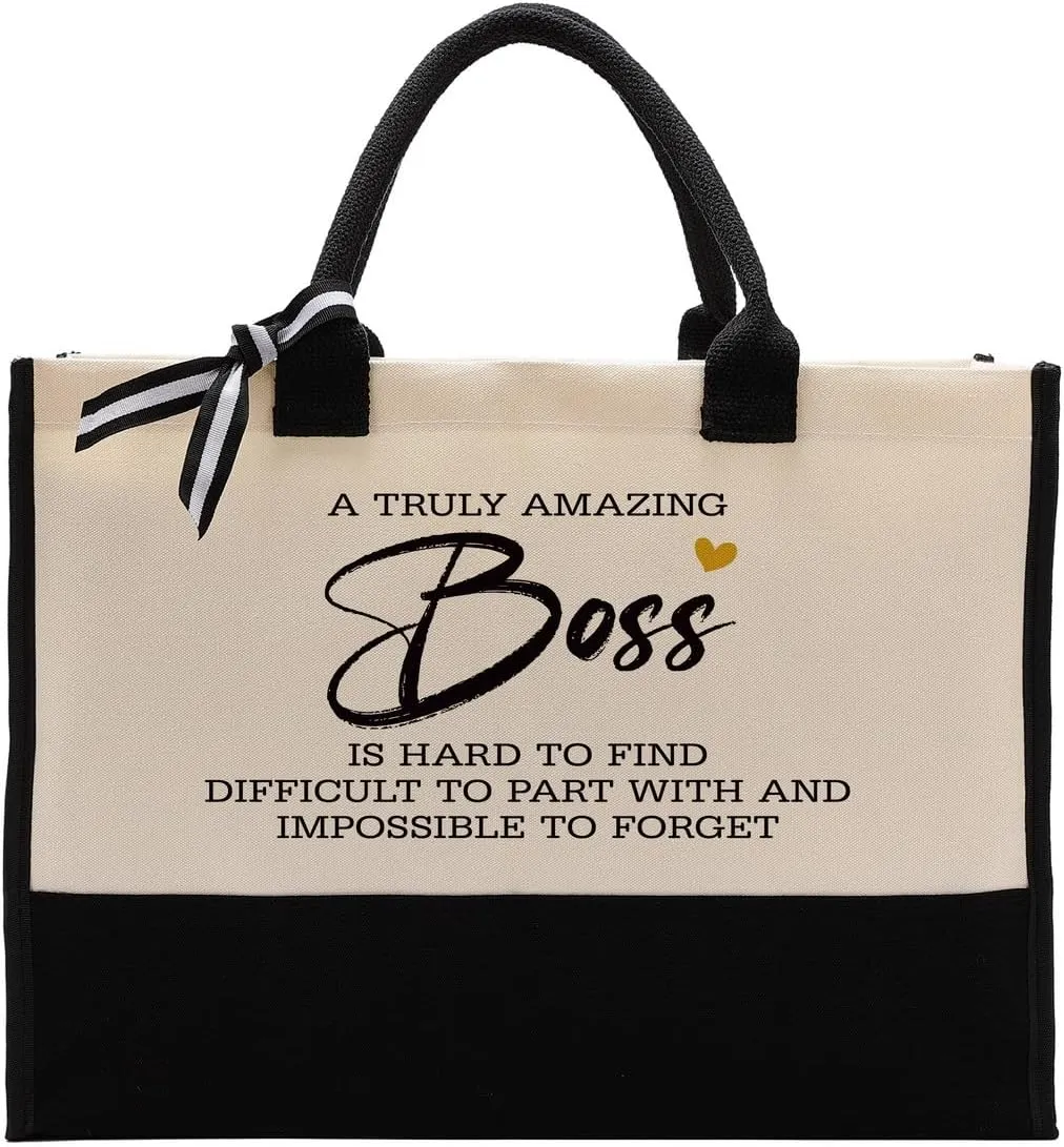 Canvas Bag Gift for Boss, Cotton Canvas Tote Bag, Boss Gift, Going Away Gift for Boss, Canvas Tote Bags for Women, Womens Weekend Bag, Reusable Grocery Bags, A Truly Amazing Boss is Hard To Find