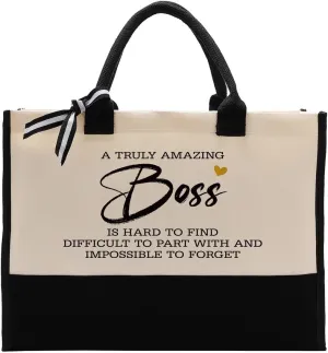 Canvas Bag Gift for Boss, Cotton Canvas Tote Bag, Boss Gift, Going Away Gift for Boss, Canvas Tote Bags for Women, Womens Weekend Bag, Reusable Grocery Bags, A Truly Amazing Boss is Hard To Find