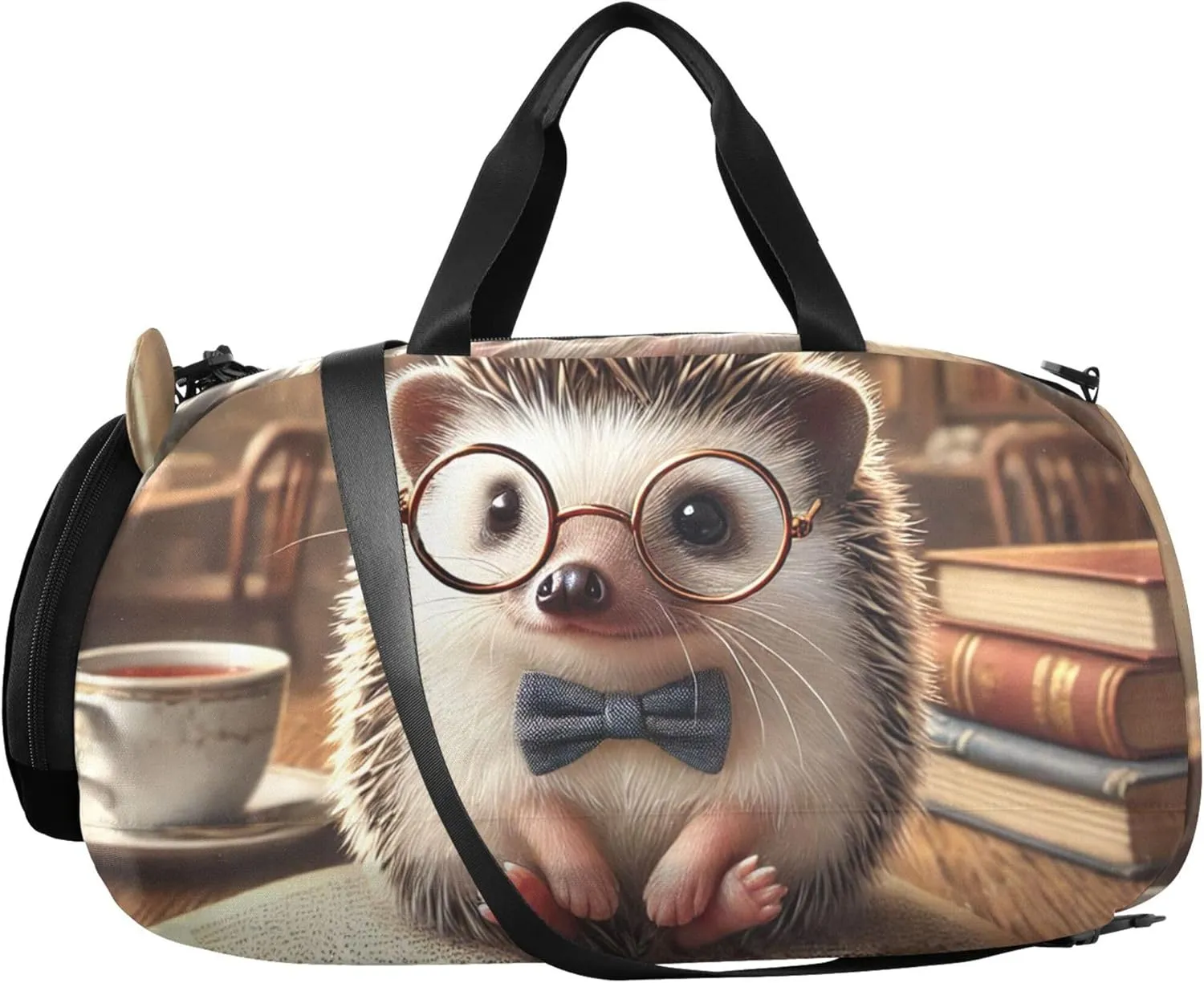 Carry on Duffel Bag Boy Vintage Hedgehog Library Cozy Weekend Duffel Overnight Girls Duffle Bags Travel Tote Dance Duffle Bag