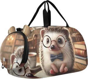 Carry on Duffel Bag Boy Vintage Hedgehog Library Cozy Weekend Duffel Overnight Girls Duffle Bags Travel Tote Dance Duffle Bag
