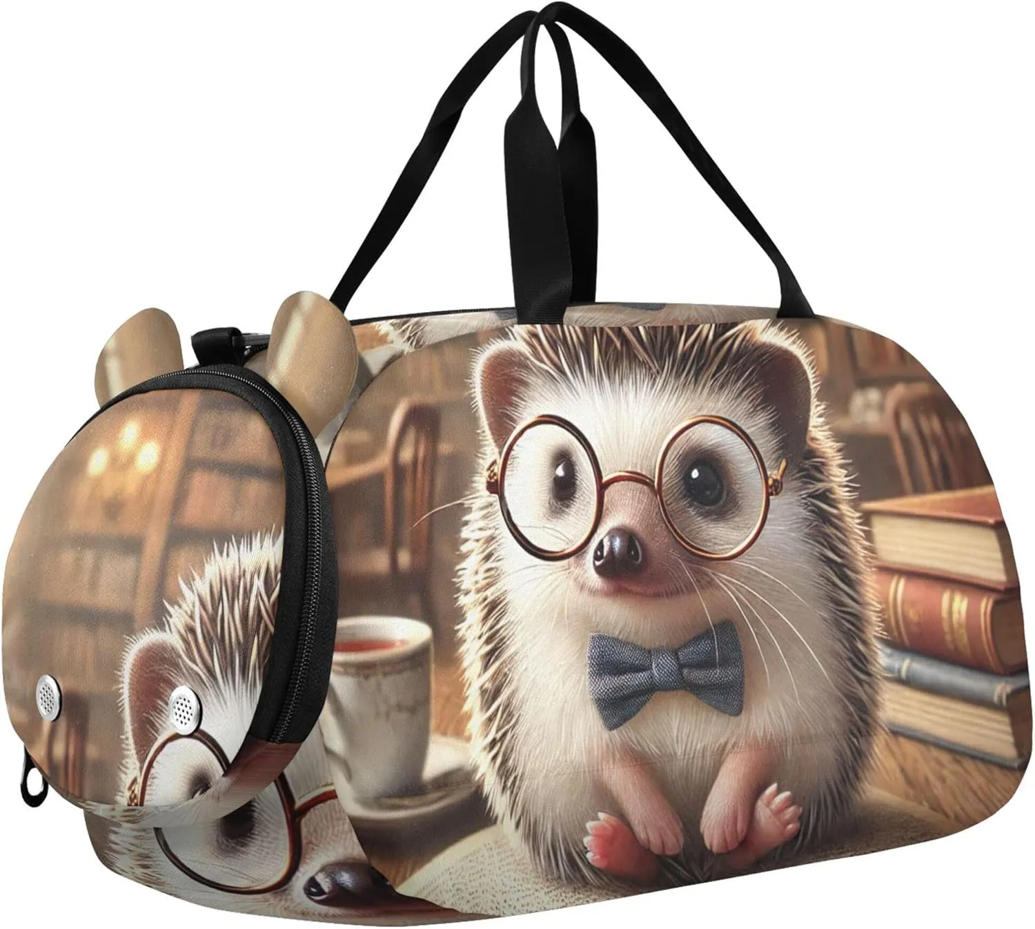 Carry on Duffel Bag Boy Vintage Hedgehog Library Cozy Weekend Duffel Overnight Girls Duffle Bags Travel Tote Dance Duffle Bag