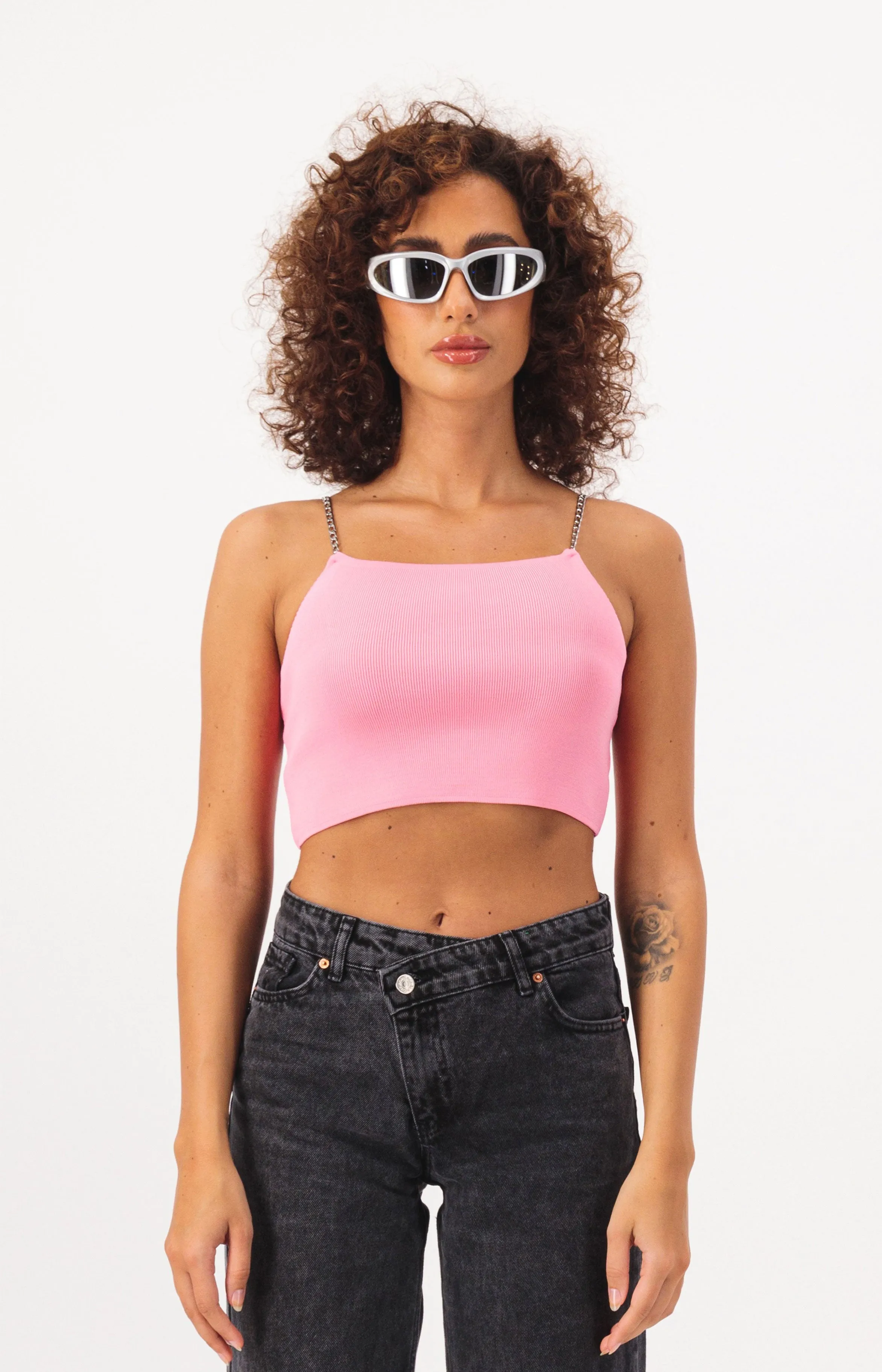 Chain Strap Cropped Tank Top