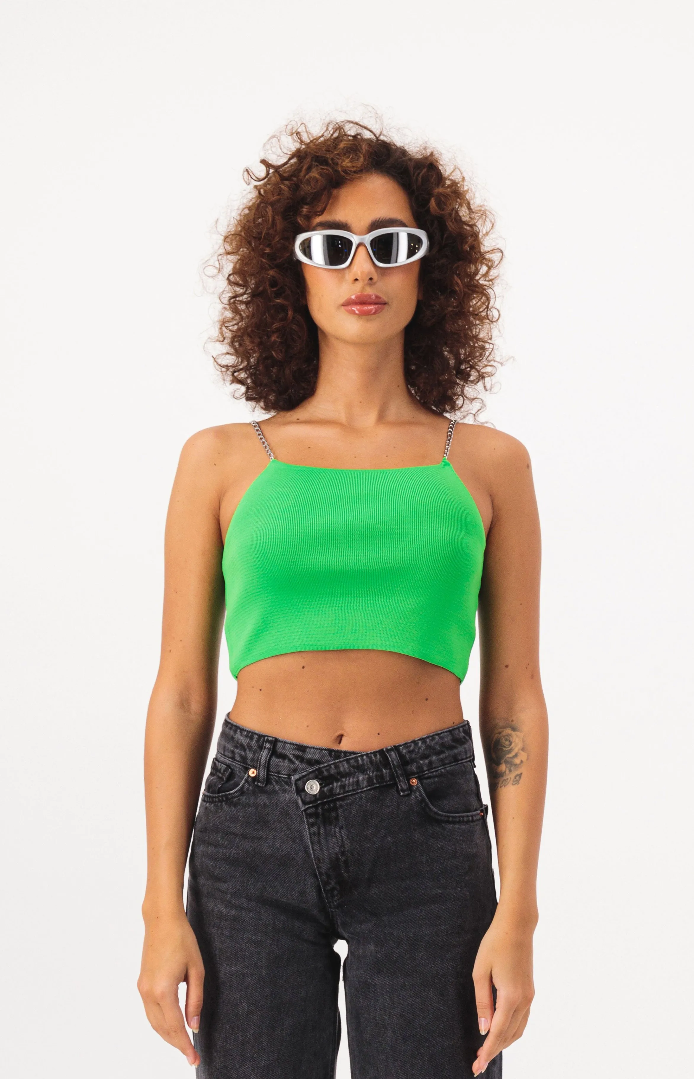 Chain Strap Cropped Tank Top