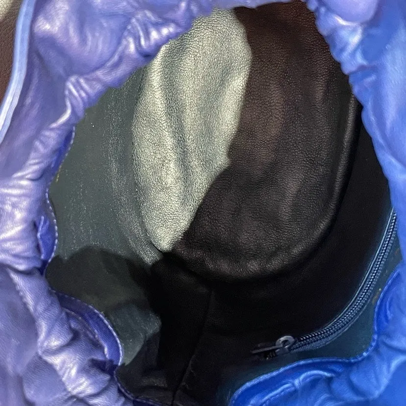 Chanel Blue Sheepskin Drawstring Crossbody Bag