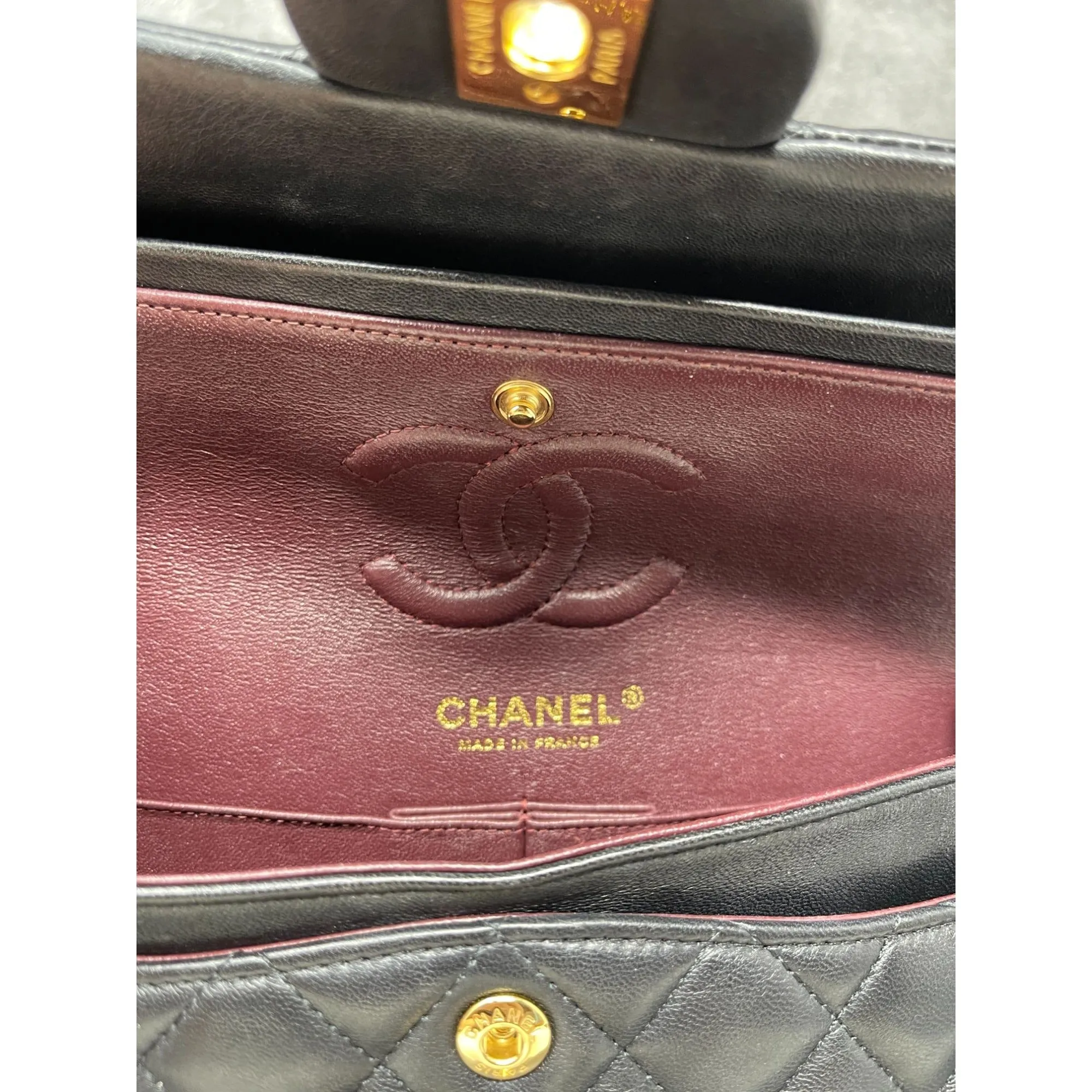 CHANEL Chanel Classic Double Flap Bag Quilted Lambskin Small - Black