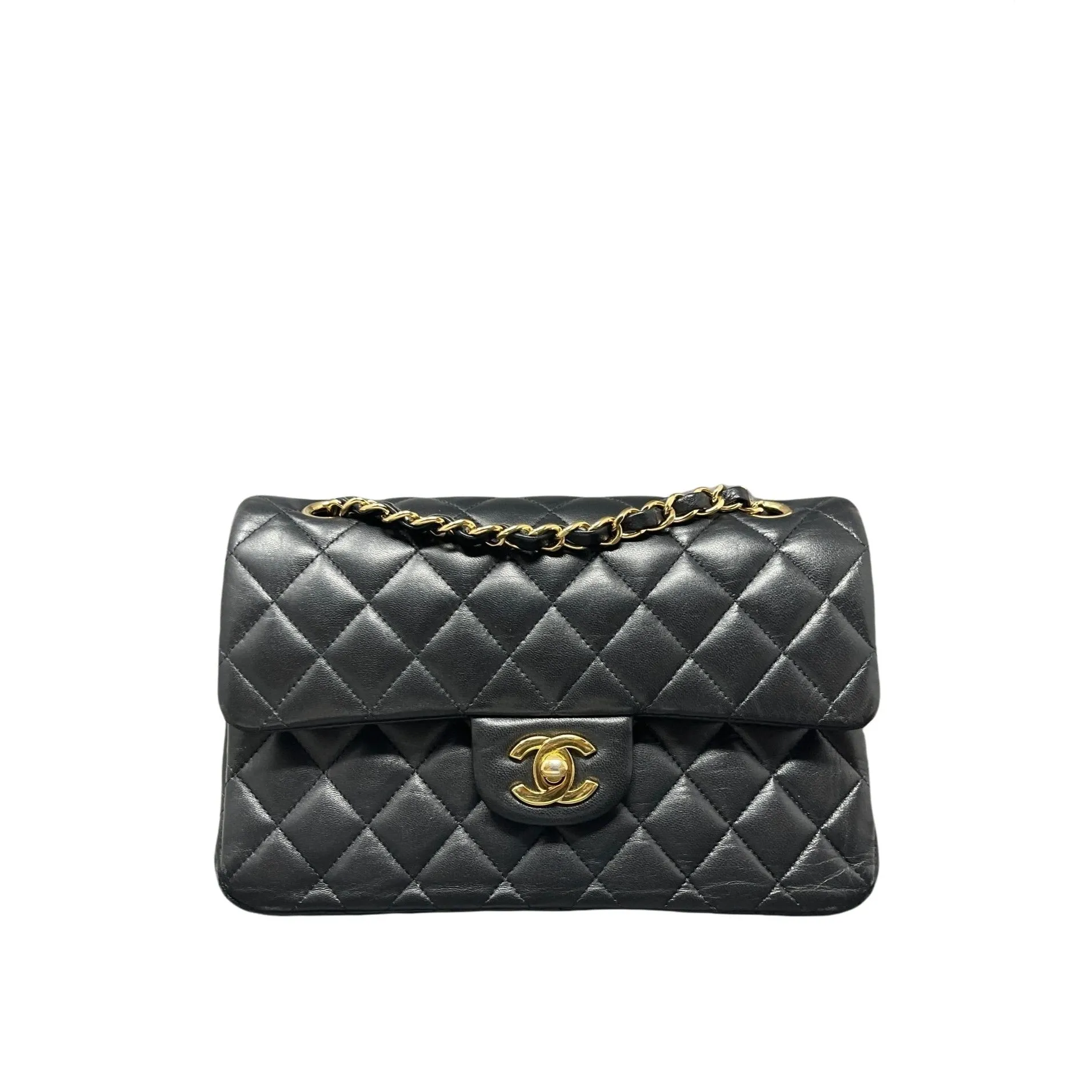 CHANEL Chanel Classic Double Flap Bag Quilted Lambskin Small - Black