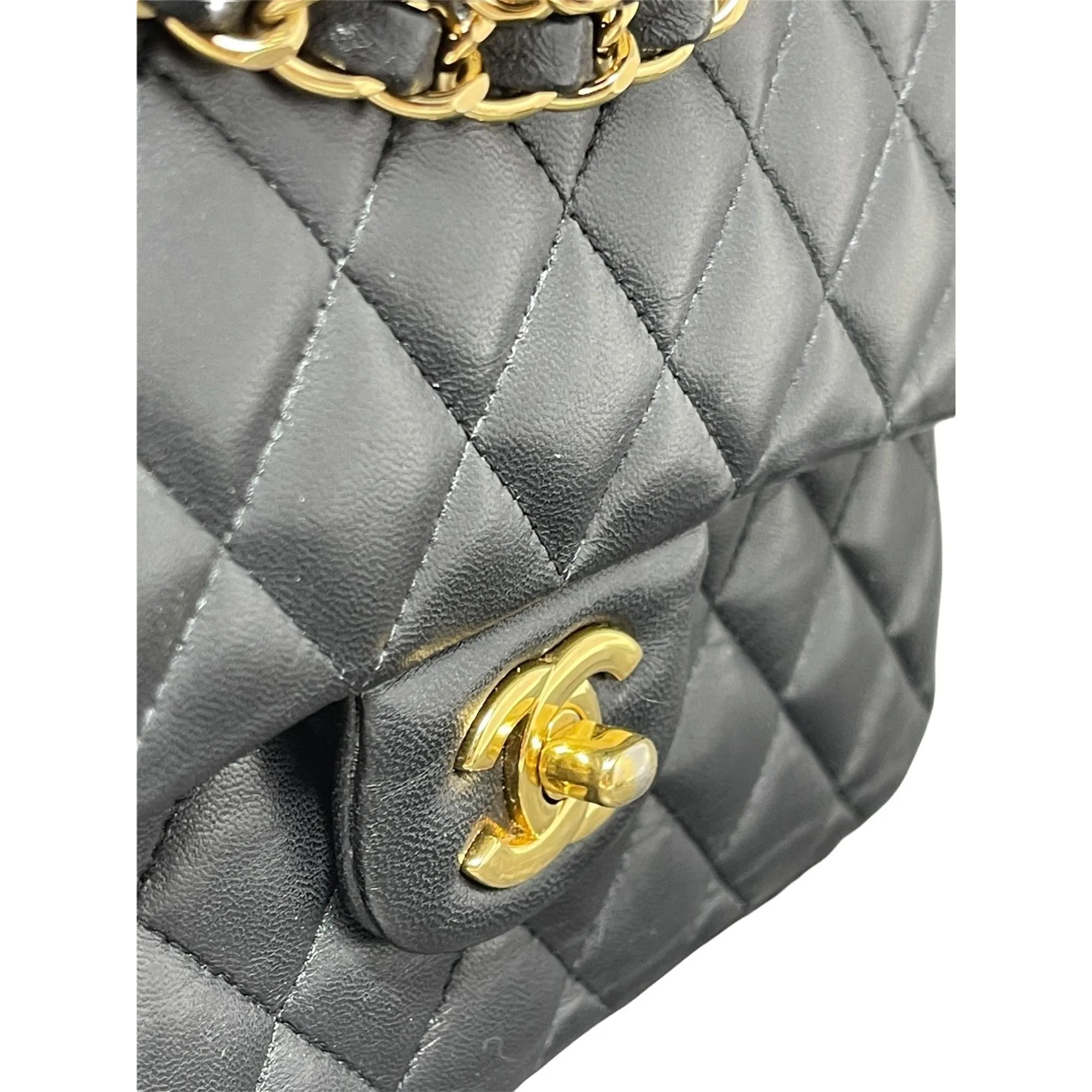 CHANEL Chanel Classic Double Flap Bag Quilted Lambskin Small - Black