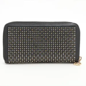 Chanel Coco Charm Leather x Stalls Round  Wallet Black Gold