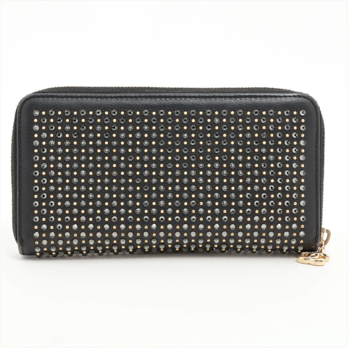 Chanel Coco Charm Leather x Stalls Round  Wallet Black Gold
