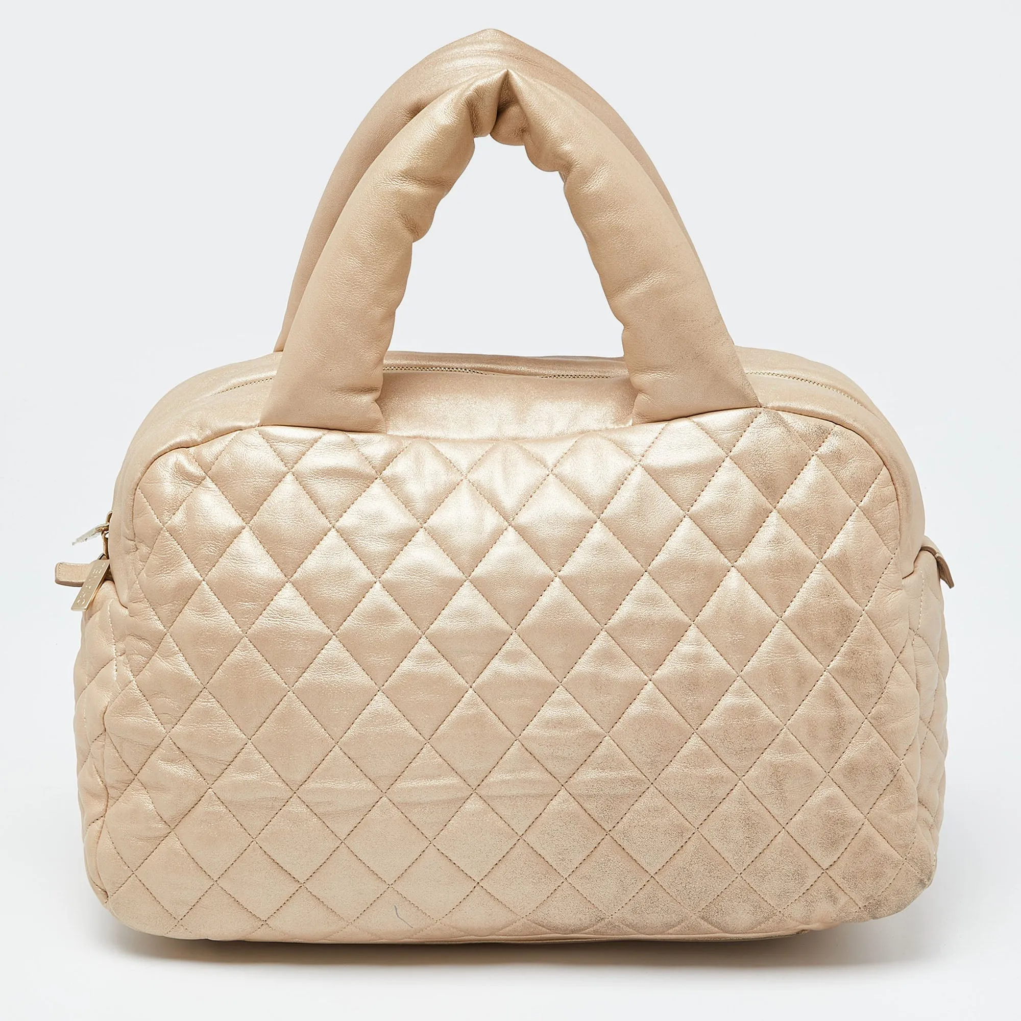CHANEL Gold Quilted Leather Coco Cocoon Bowler Bag